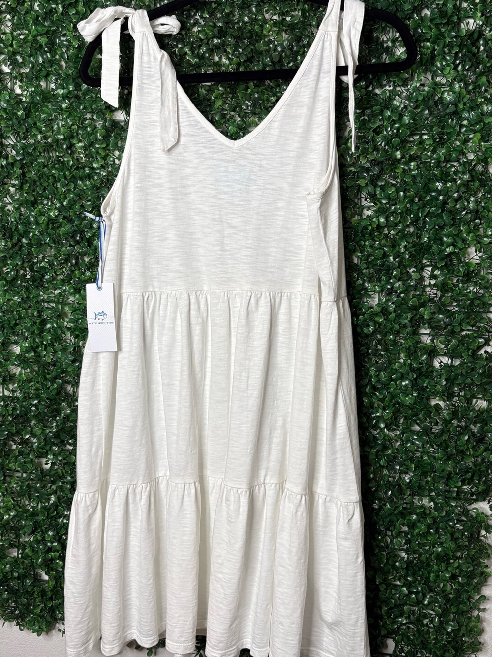 Southern Tide White V-Neck Tee with Light Blue Logo - Picture 3 of 4